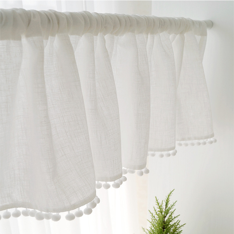 Cotton ball cross half curtain cabinet curtain National Wind door curtain cabinet shoes dustproof partition small window short curtain spot
