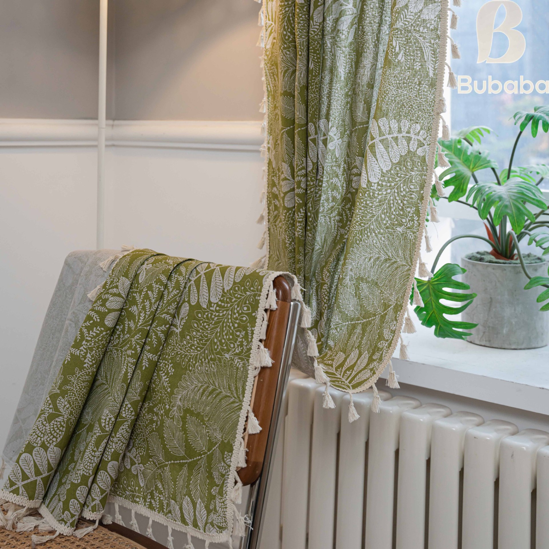 Picture of Cross Border Bohemian Semi-Shading Curtain Living Room Bedroom Kitchen Short Curtain Vintage Country Floral Pattern Partition Curtain