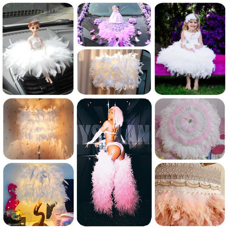 Picture of Turkey Feather Cloth with Flame Edge Feather Lace Wedding Bar Latin Dance Doll Clothing Accessories DIY Feathers