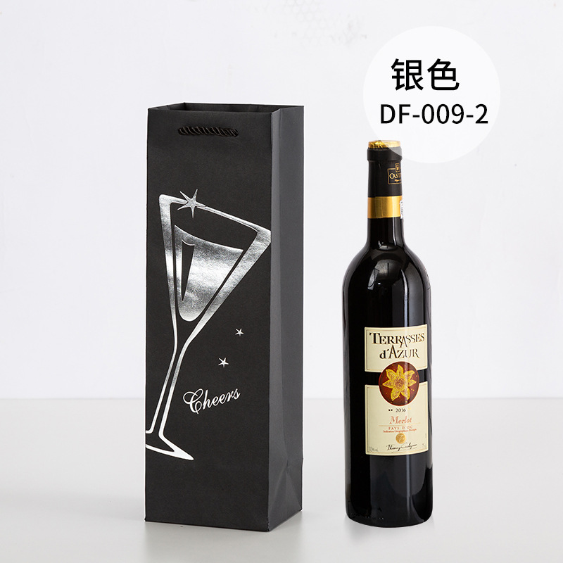 Picture of Red Wine Portable Paper Bag in Stock Hot Stamping Practical Red Wine Gift Packaging Bag Wine Portable Paper Bag Wholesale