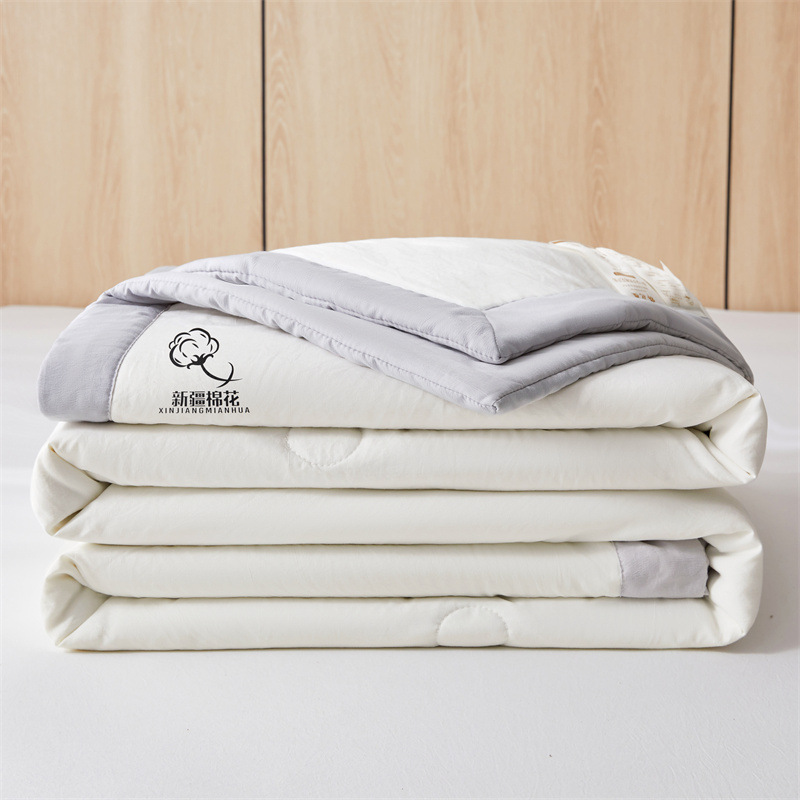 Picture of Class A unprinted wind water washed cotton summer quilt solid color Xinjiang cotton air conditioning quilt machine washable summer cool quilt thin quilt gift