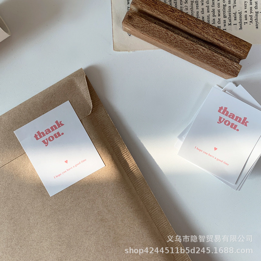 ins Pink Letter thank you Sticker Simple Long Heart-shaped thank you Seal Sticker Gift Packaging Decorative Sticker