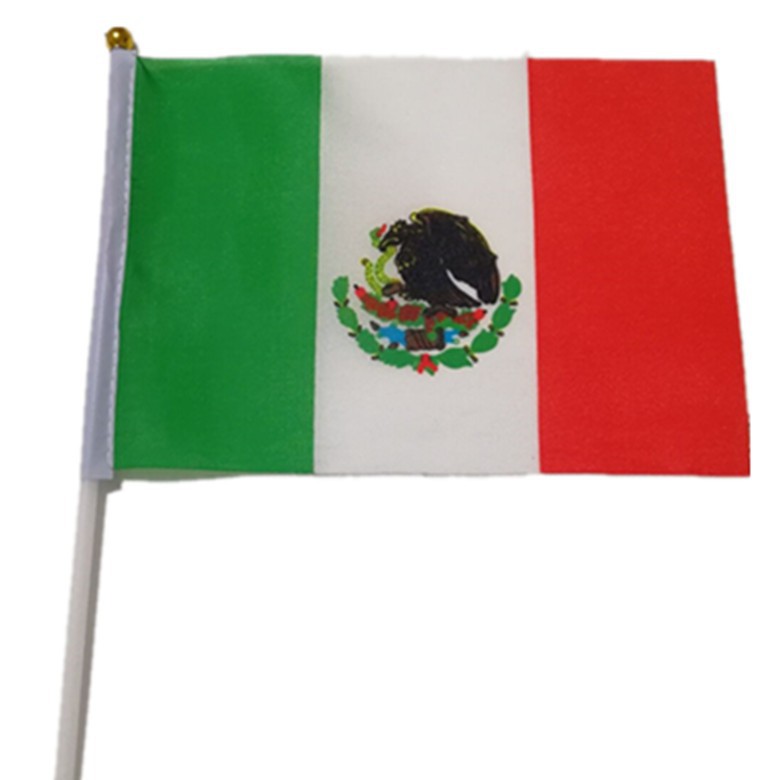 2026 World Cup Cheering Mexico Hand Flag 14* 21cm Polyester Fabric 30cm Hollow Rod