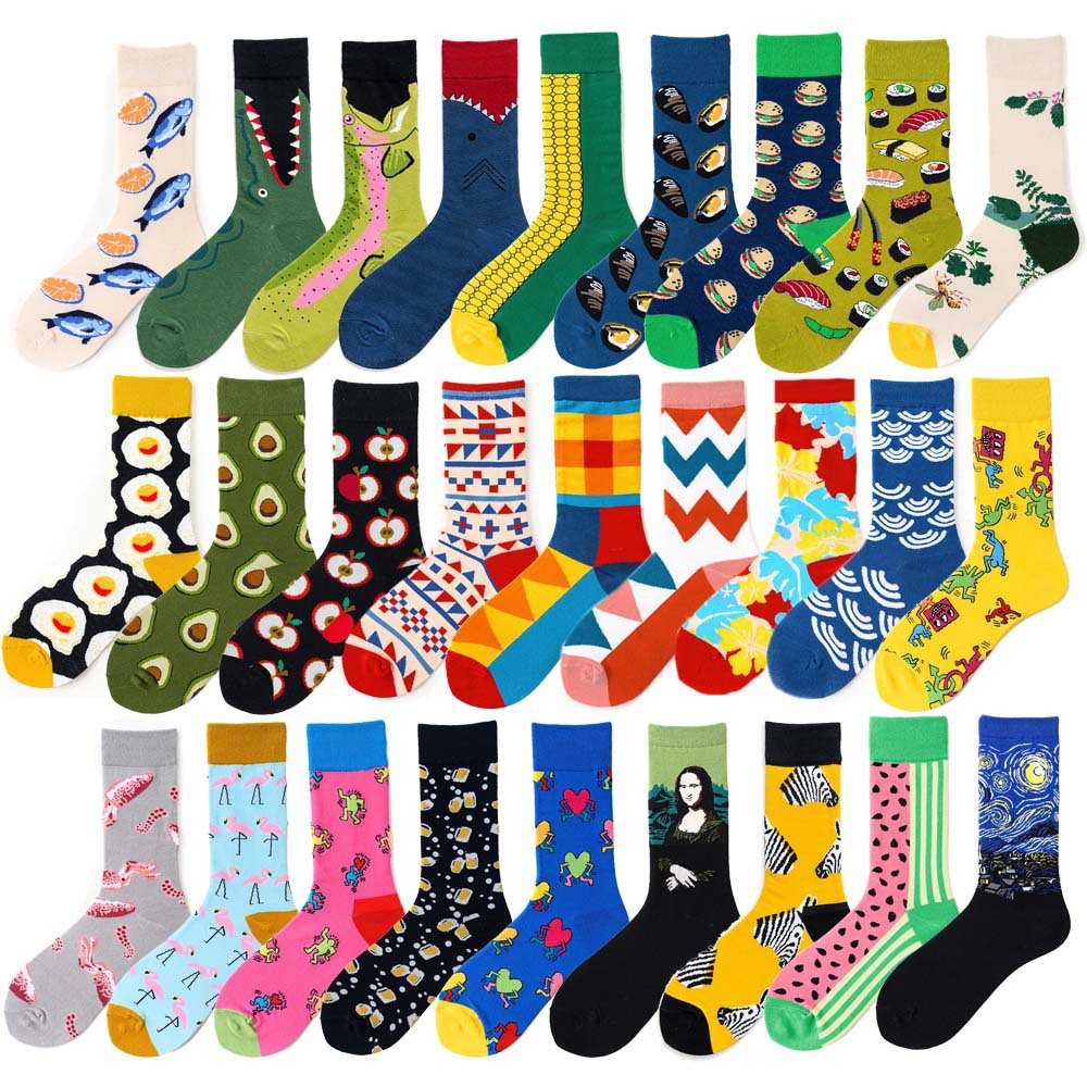 Cross-Border Popular Happy Socks, Egg Burger, Corn and Avocado Mid-Calf Socks, European and American Trendy Brand Socks Wholesale
