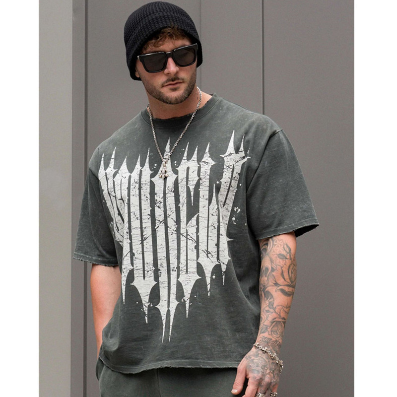 American Style New Men's Oversized T-Shirt Jogging Sports Fitness Cotton Round Neck Short Sleeve Fashionable Casual YOUNGLAT Shirt Trendy