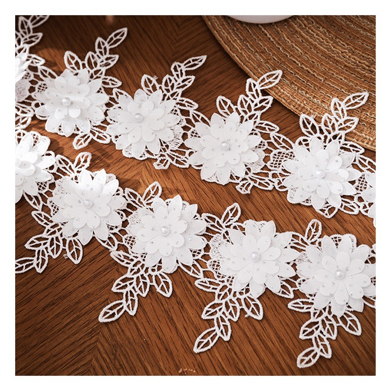 8.5CM wide white hollow nail beads hand embroidery lace Lolita clothing handmade diy decorative accessories