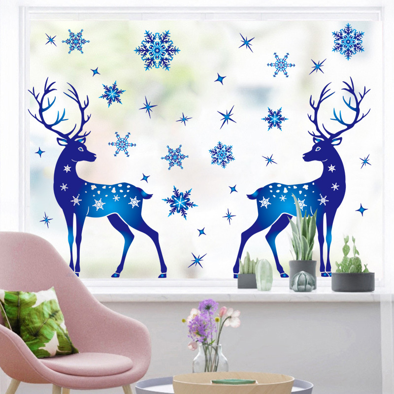 Christmas decorations snowflake stickers glass window decorative stickers cross-border Christmas snowflake elk static window paper