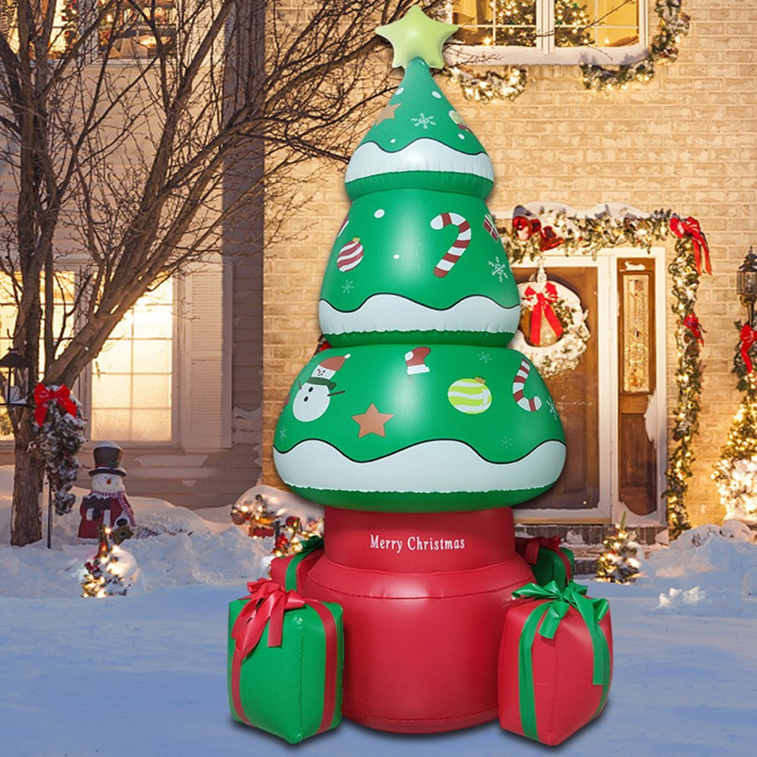 Factory new Christmas PVC inflatable Christmas Tree Courtyard decoration glowing LED light inflatable holiday decoration