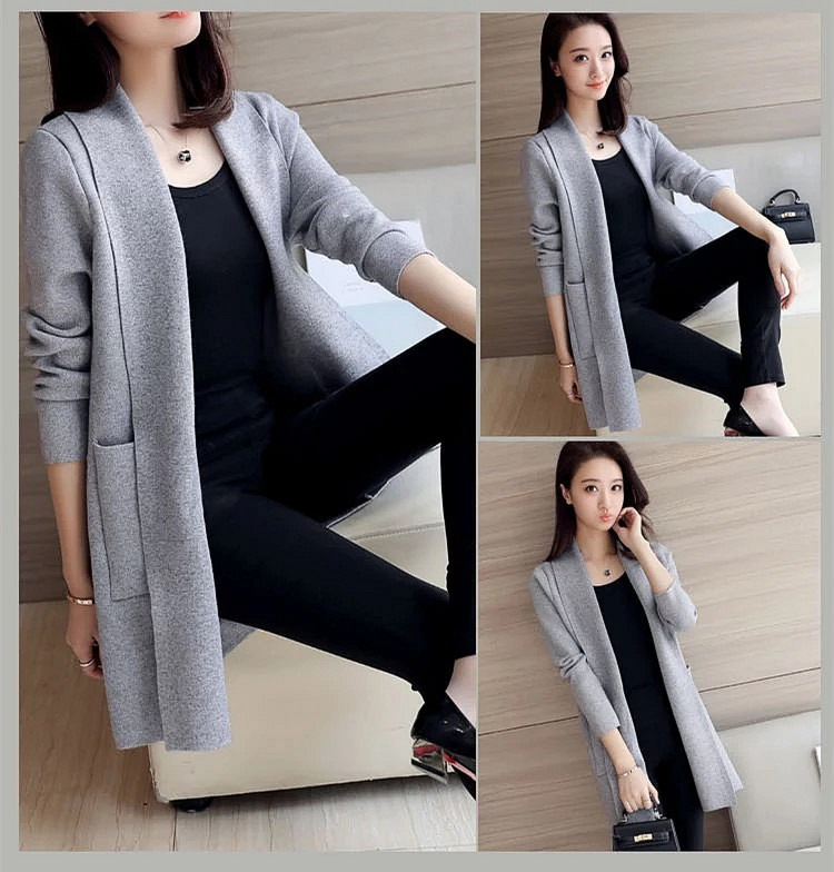 Picture of Mid-length sweater coat women's sweater cardigan 2023 Spring and Autumn new women's Korean style loose solid color top fashion