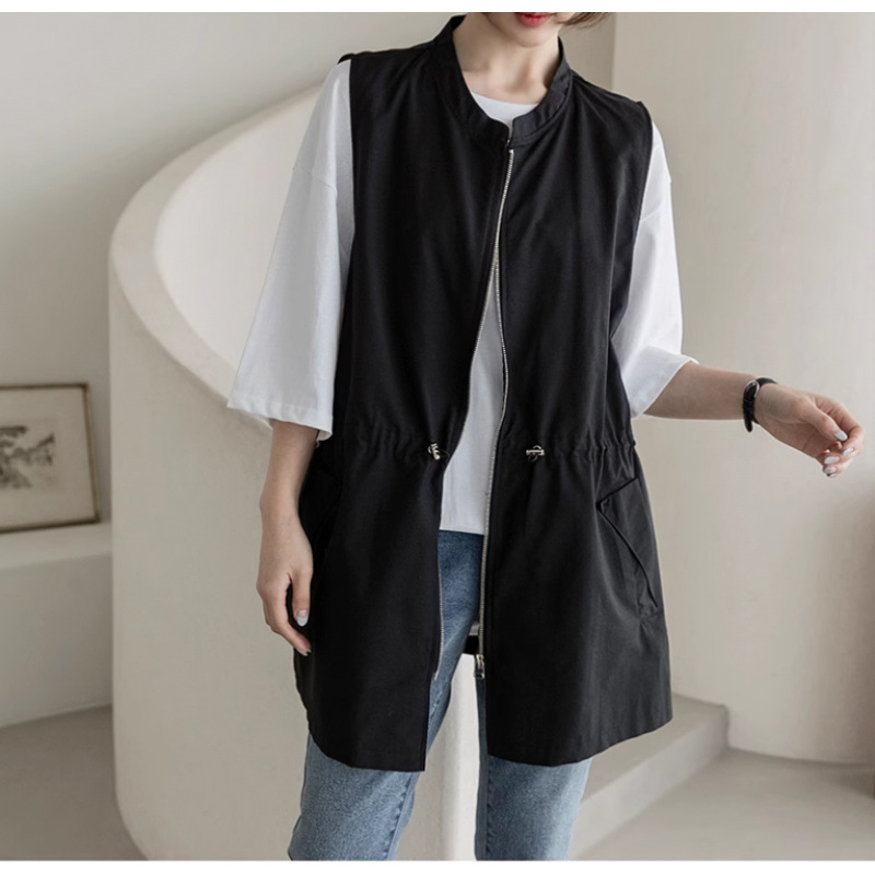 Picture of Spot spring and summer new Korean casual drawstring simple literary and artistic mid-length vest jacket women's layered top