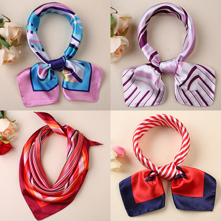 Picture of Small Square Scarf Korean Professional Silks and Satins Versatile Bank Stewardess Train Member Business Fashion Decorative Women's Scarf