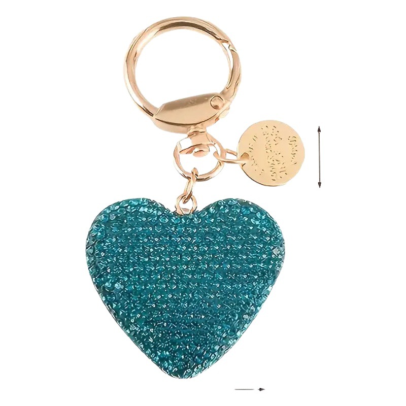 Love Car Keychain Creative Diamond-Encrusted Heart Earphone Set Bag Pendant Text Metal Tag Bag Accessories