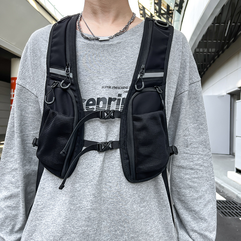 New Cross-border Dark Functional Style Tactical Tooling Vest Vest Reflective Lightweight Riding Running Storage Mobile Phone Bag