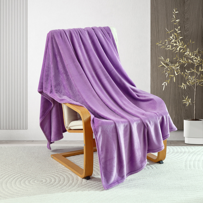 Picture of Flannel Blanket, Coral Fleece Solid Color Blanket, Nap Blanket, Office Shawl Blanket, Throw Blanket, Nap Blanket, Gift for Sales Promotion