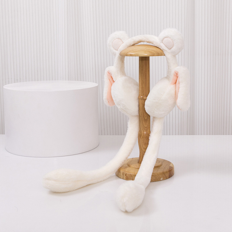 Picture of Cartoon earmuffs winter Korean student plush moving ears cute warm outdoor riding windproof velvet padded
