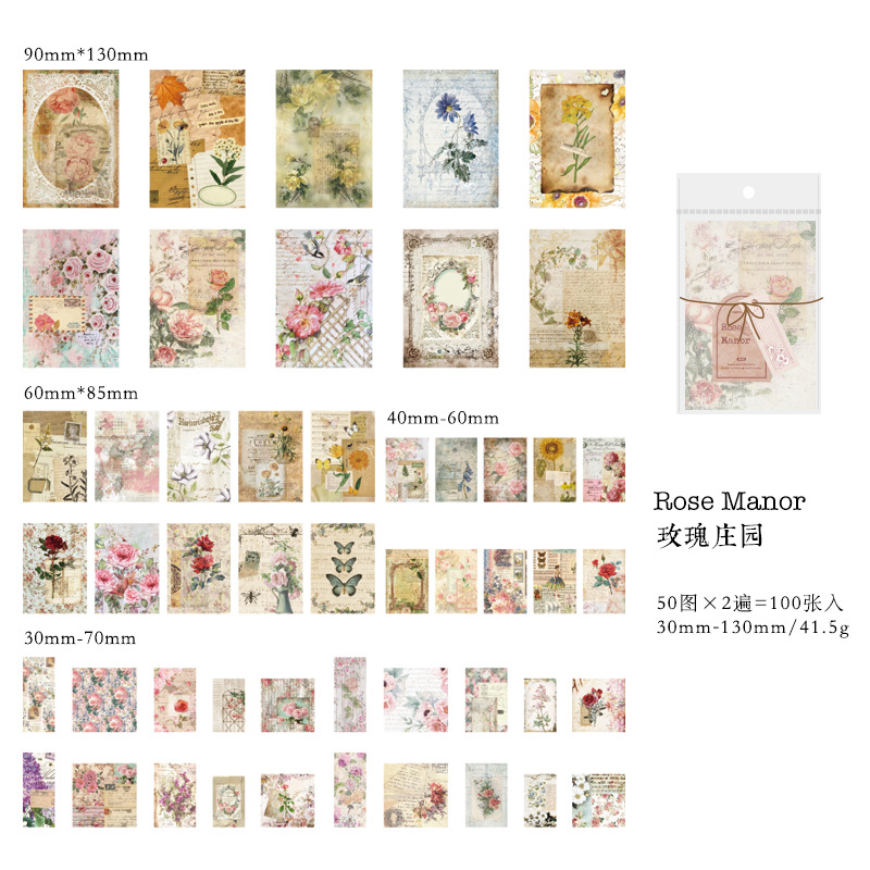 Picture of Mo Mo Retro Collection Material Package Memory Post Office Series Handbook DIY Collage Base Material Stickers 4 Styles