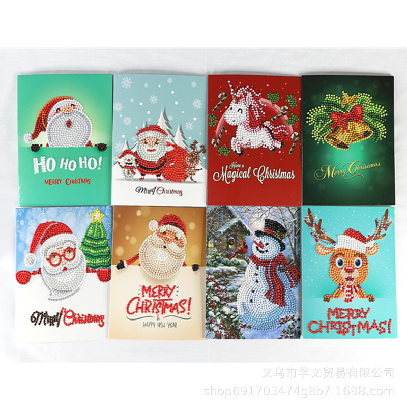 Picture of Cross-border Christmas DIY greeting card diamond painting 5D creative Diamond painting foreign trade holiday blessing piece one-piece delivery