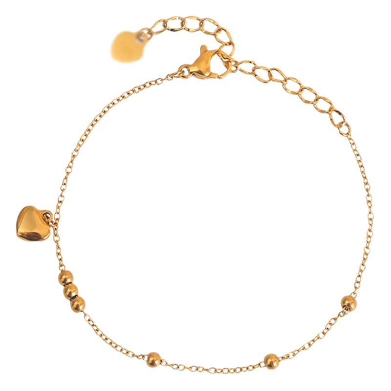 Exquisite light luxury mini love beads titanium steel anklet for girls high-grade sweet simple anklet plated 18K gold