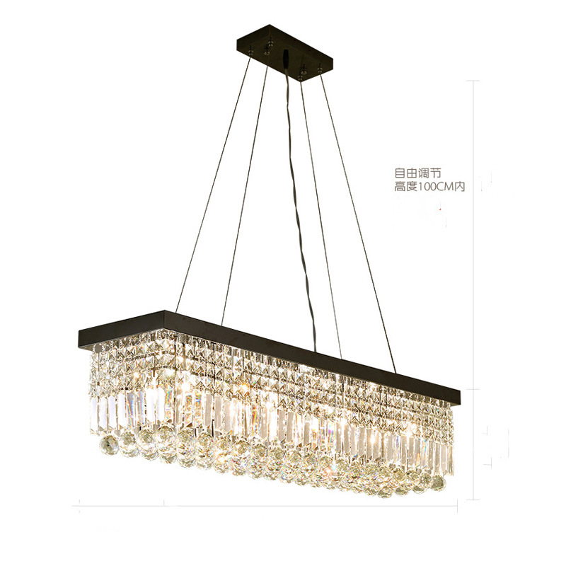 Picture of Cross-Border Crystal Restaurant Chandelier Chandelier Chandelier Rectangular Bar Table Home Zhongshan Lighting Factory Original Light Luxury