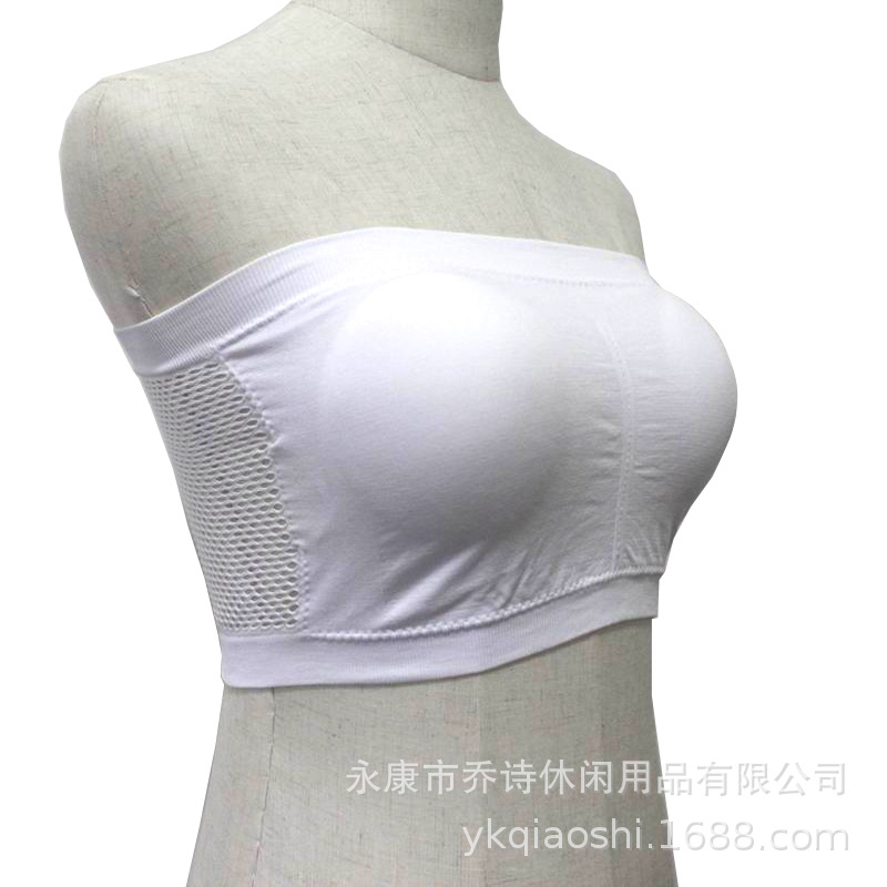 Picture of Foreign Trade One-Word Bra, Anti-Exposure, Plus Size Double-Layer Tube Top with Breast Pads, Breast Pads, Bottoming Intimates, No Steel Ring, Chest Wrap