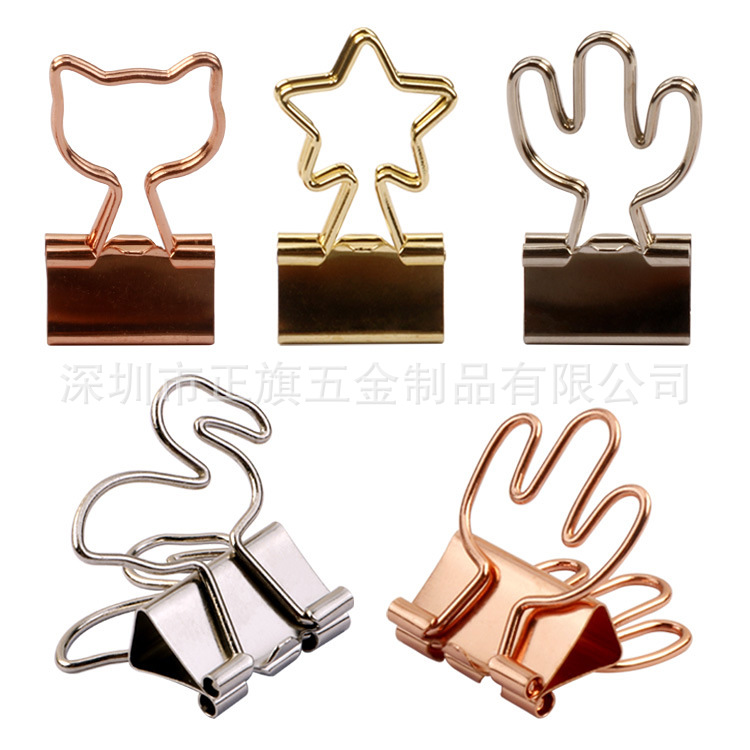 Spot rose gold 19mm love shaped long tail clip hand account peripheral data bill clip creative dovetail clip