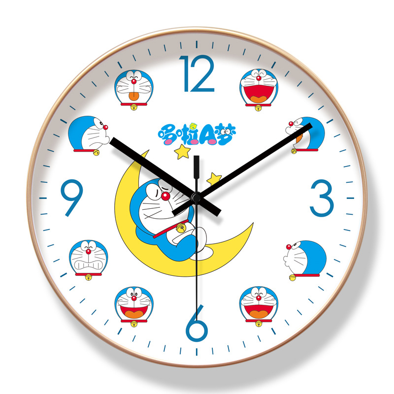 Picture of Ipura 6821 Children's Cute Fresh Wall Clock Living Room Clock Doraemon Early Education Clock Mute Seconds Sweeping Quartz Clock