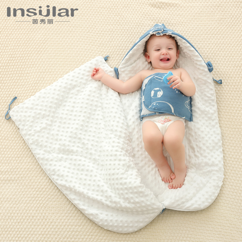 Picture of Yinxiuli Autumn and Winter Thickened Baby Pure Cotton Anti-Scare Sleeping Bag Baby Anti-kick Quilt Baby Bean Blanket Sleeping Bag Large Size