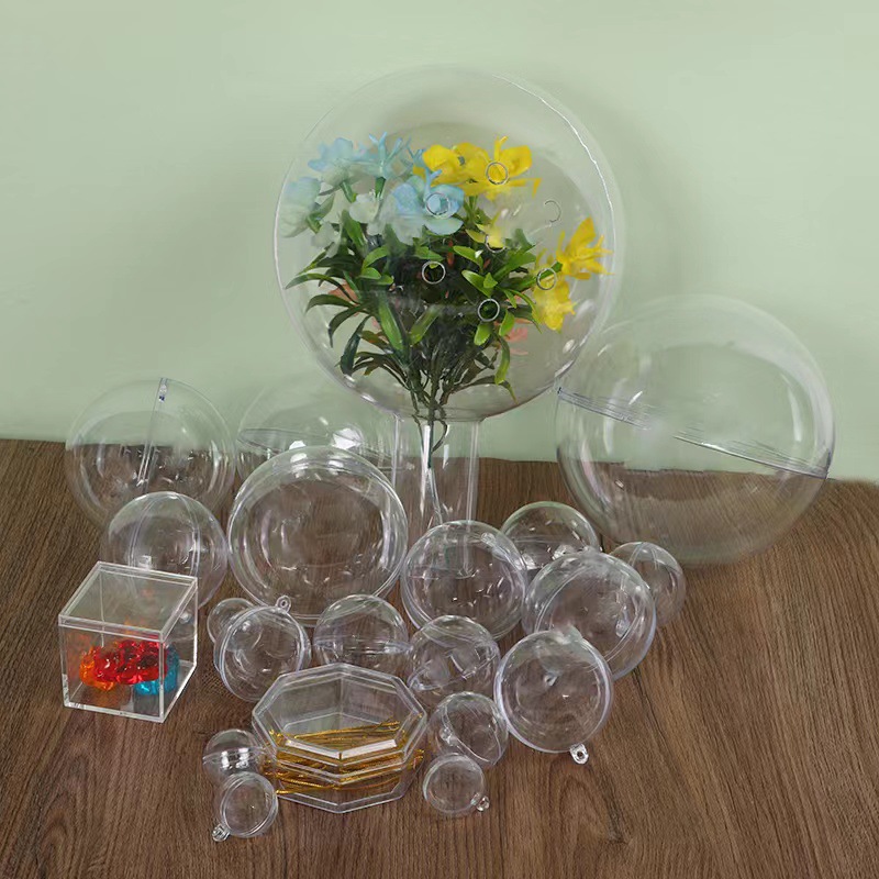 Picture of Christmas Ball Transparent Plastic Ball Hollow Ball Holiday Wedding Christmas Ball Decorative Hanging Ball Acrylic