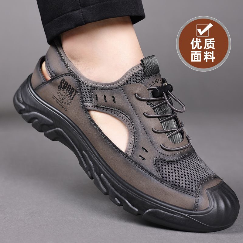 Sandals for Men 2025 Summer Outer Wear Baotou Men's Versatile Wear-Resistant Sports Driving Outdoor Cut Out Driving Shoes for Men