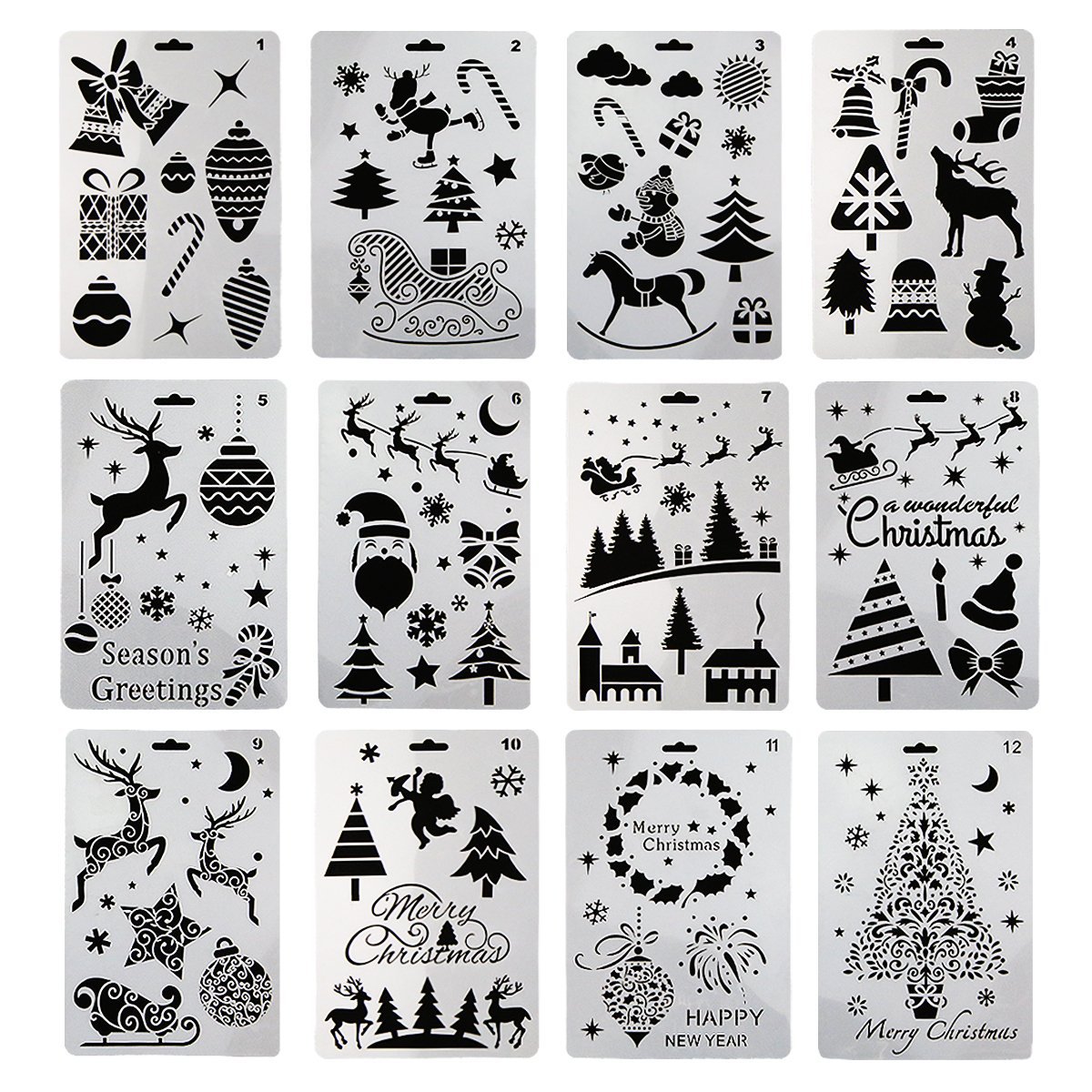 Picture of Christmas series painting template hollow diy album Lace ruler hand-written newspaper Journal drawing spray mold