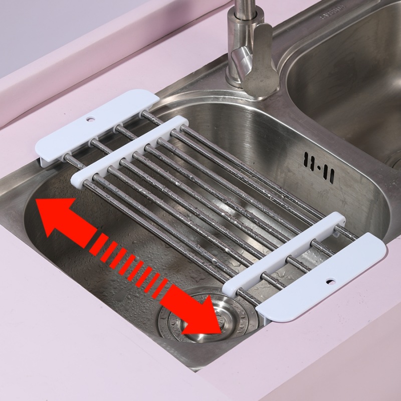 Japanese-style Household Kitchen Sink Stainless Steel Drain Rack Telescopic Drain Rack Sink Rack Adjustable Storage Rack