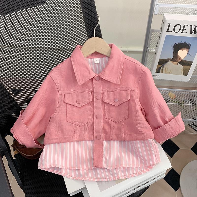 Picture of Girls' Coat Children's Shirt 2024 Spring Clothes for Baby Girls Spring and Autumn Korean Shirt Children's Thin Top Trendy