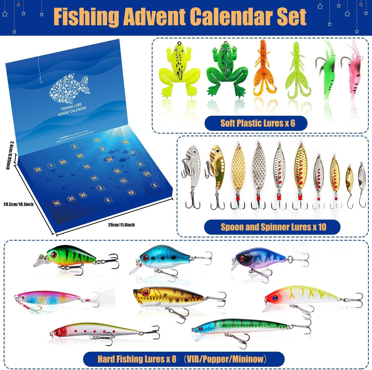 Picture of 2023 Fishing Christmas Advent Calendar Blind Box Set Creative Fishing Lover Christmas Gift Set