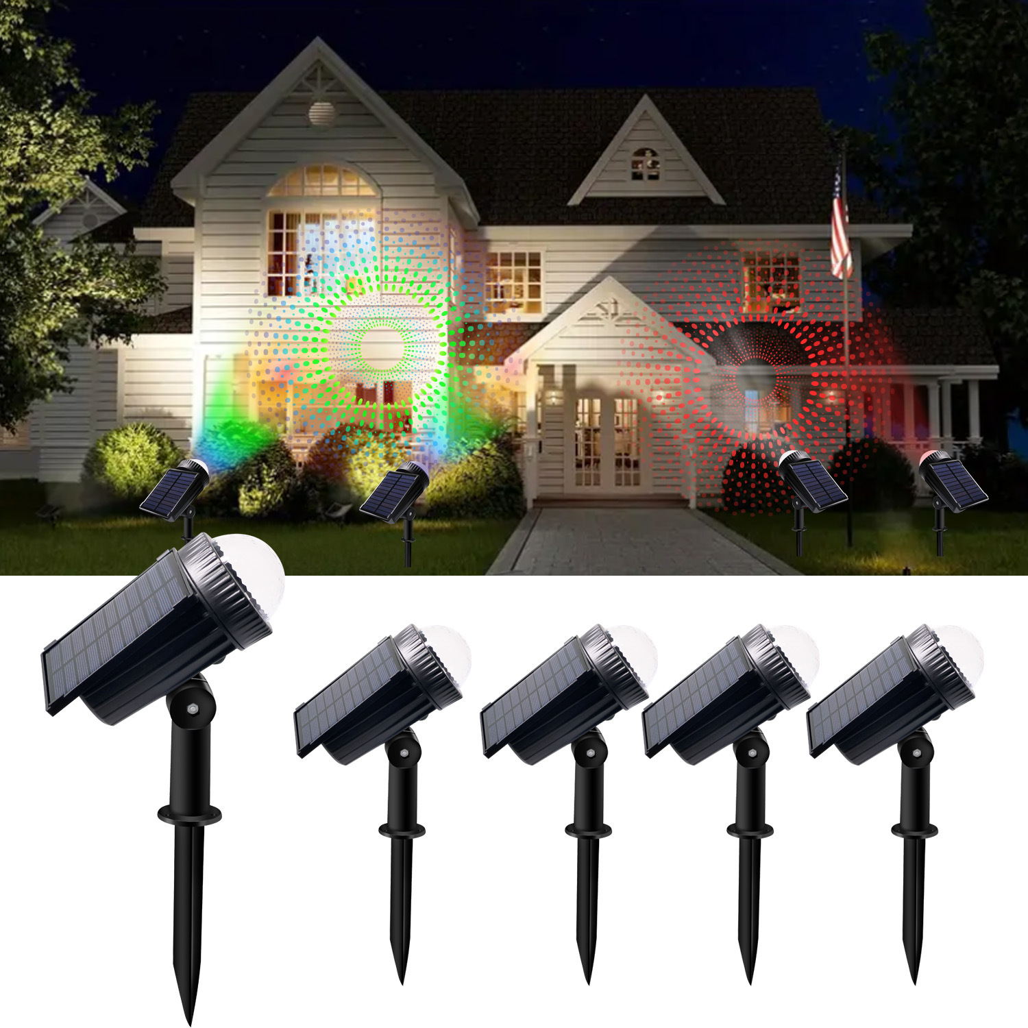 New outdoor solar spotlight lawn projection water drop lamp light wall lamp road courtyard garden light tree lamp