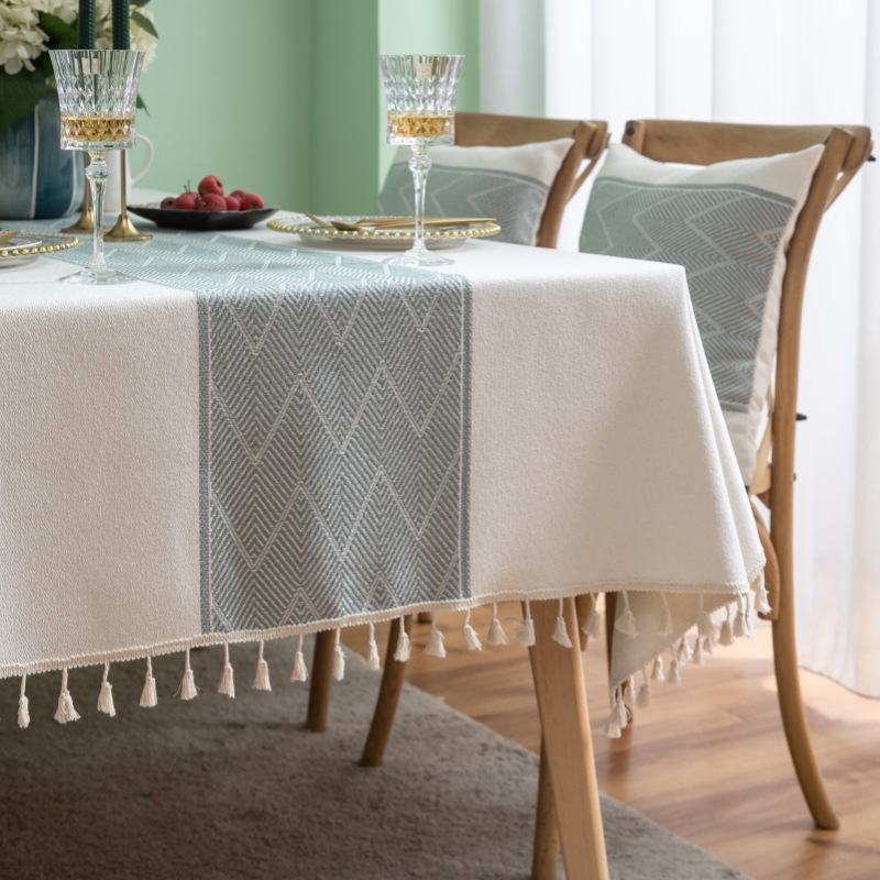 Nordic Style Fresh Fabric Tablecloth Simple Modern High-Level Light Luxury Rectangular Dining Tablecloth Coffee Table Tablecloth Cover Towel
