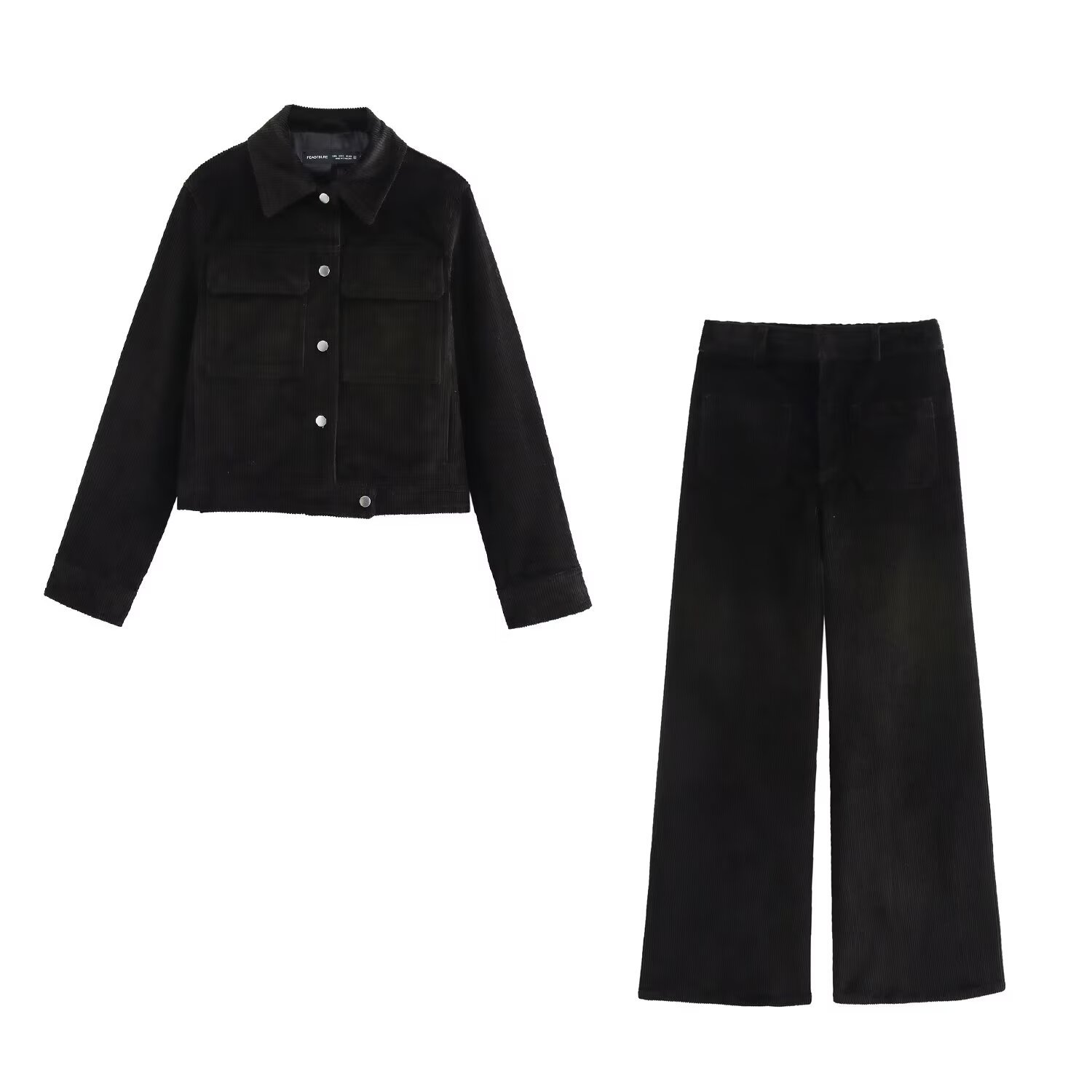ZA cross-border women's clothing wholesale corduroy jacket coat wide leg pants casual suit 4369250 4369251