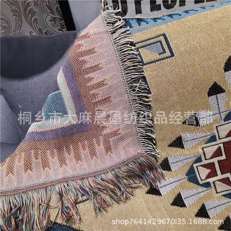 Picture of Shuangling Bohemian Ethnic Style Sofa Blanket Indian Blanket Vintage Decorative Blanket Leisure Blanket