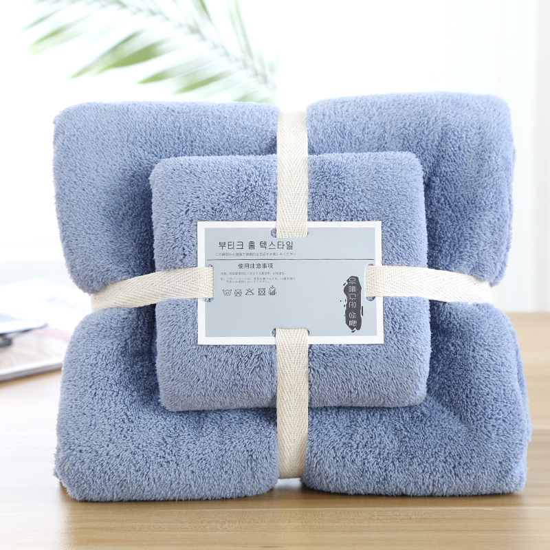 Picture of Factory wholesale coral fleece towel towel gift suit thickened mother and child towel a generation of printed logo