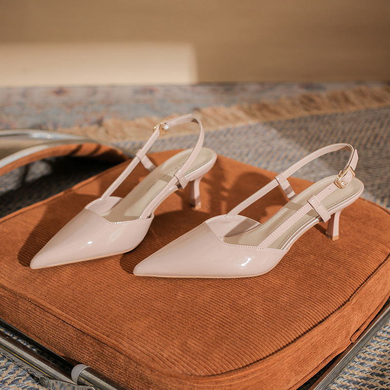 6709 Pointed Thin Heel Women's Back Empty Shoes 2024 New Fashion Elegant Elegant Women's Internet Celebrity Sandals