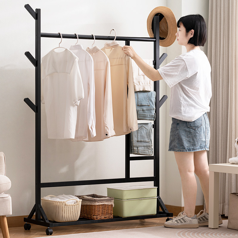 Picture of Coat Rack Floor Hanger Household Hanger Hanging Clothes Floor Rack Bedroom Vertical Simple Rack Hanger