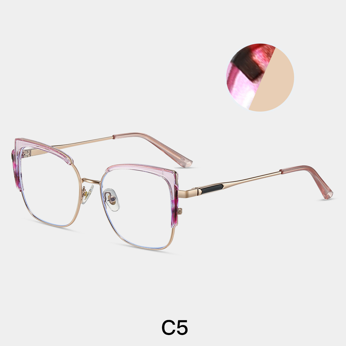 Picture of 87327TR90 Metal Glasses Frame Square Glasses Frame Anti-blue Glasses Frame Ins Trendy Hot Selling Glasses Frame