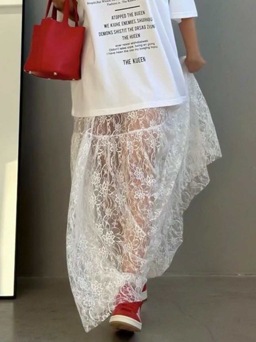 French Sexy Jacquard Lace Skirt for Women in Autum Niche Elegant Mid-Length High-Waisted A-Line Skirt Export Women's Clothing