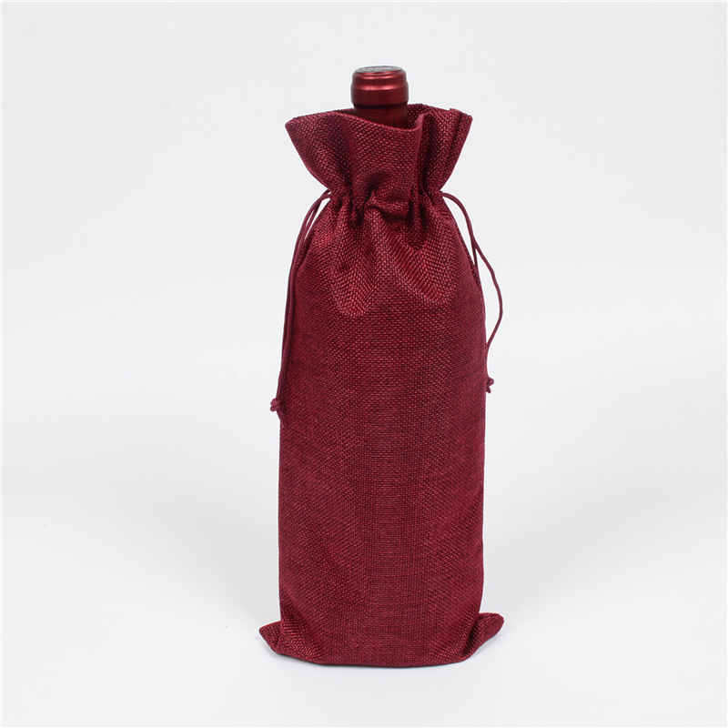 Picture of Burlap Red Wine Bags 12 Sets Burlap Wine Bag Tags Linen Red Wine Wine Packaging Drawstring Flap Pocket Pantss in Stock