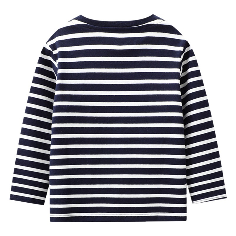 2025 Boys Autumn Children's Long Sleeve Cartoon Embroidered Car T-Shirt Round Neck Boys' Top Children's T-Shirt