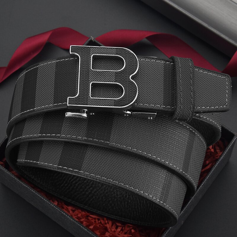 High-end belt men's high-end business pure leather letter automatic buckle belt men's casual simple belt wholesale