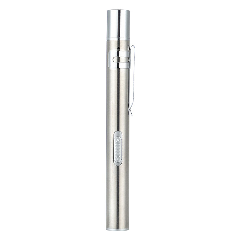 Medical USB rechargeable flashlight rear-press flashlight yellow and white dual-light oral lamp pupil pen dual-light morning inspection le