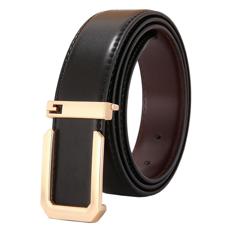 Men's Leather Belt with Smooth Buckle, Genuine Leather Letter g Business Casual Cowhide Versatile Buckle Belt Trendy Letter Buckle