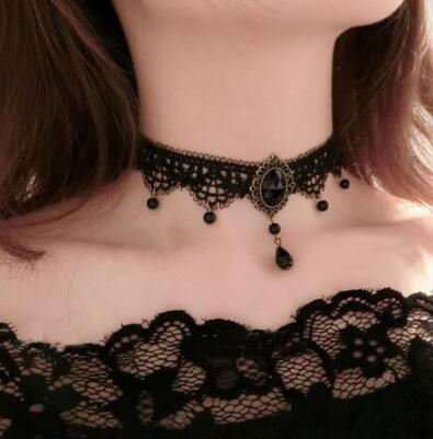 Picture of Cross Border Accessories Women's Neck Strap Court Gothic Spice Girl Neck Chain Lace Necklace Choker Clavicle Chain Collar Collar Vintage