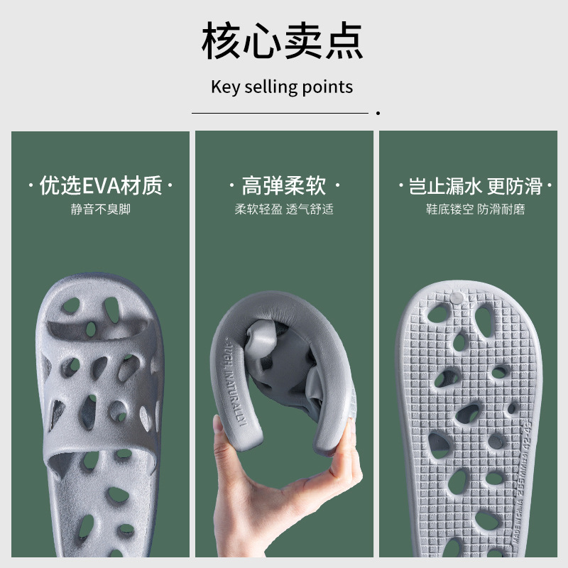 Picture of Bathroom Slippers Men's Summer Indoor Home Bathing Hollow Water Leakage Quick-drying Non-slip Couple Slippers Women's Summer