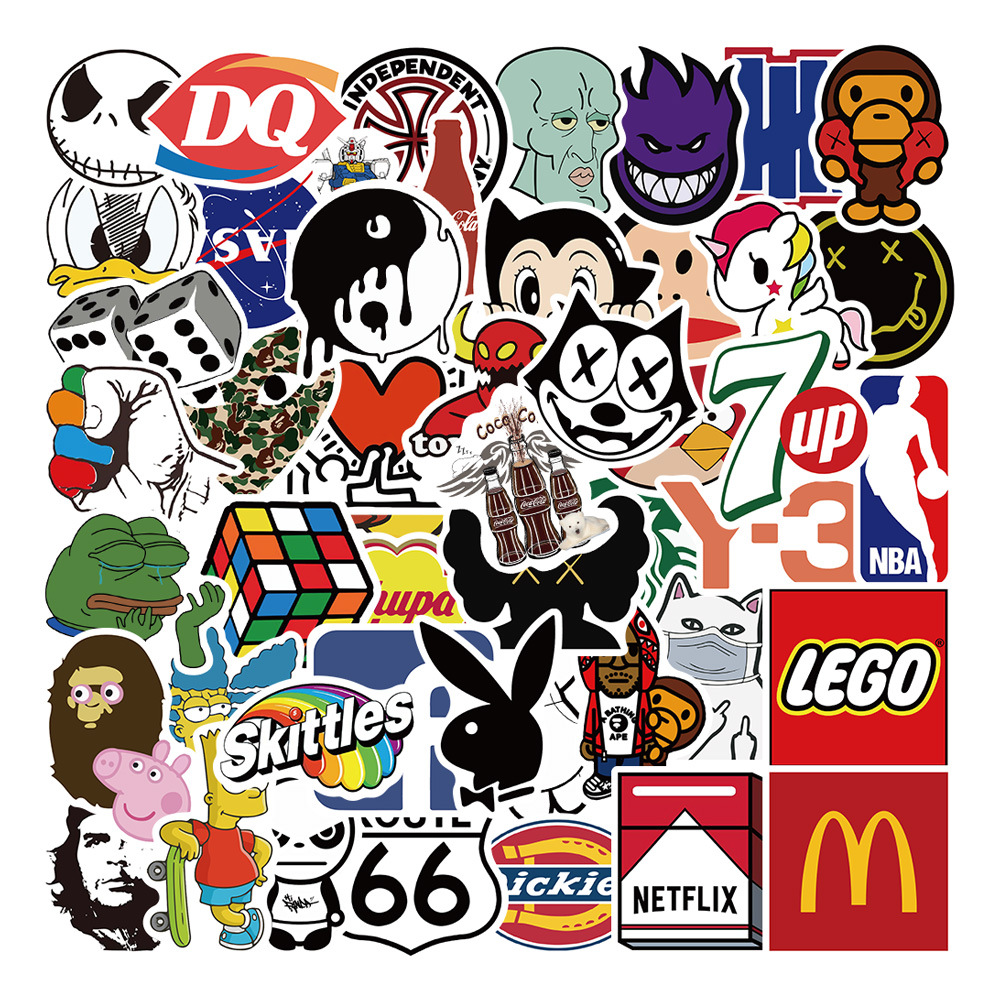 50 wave brand stickers laptop guitar skateboard water Cup decoration waterproof DIY trend waterproof stickers